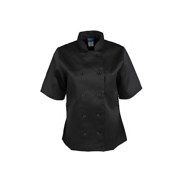 Allpoints Kng Lg Ladies Chef Coat Black Short Sleeve 1875L - main